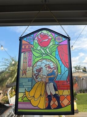 NIB Disney Beauty & the Beast stain glass sun catcher